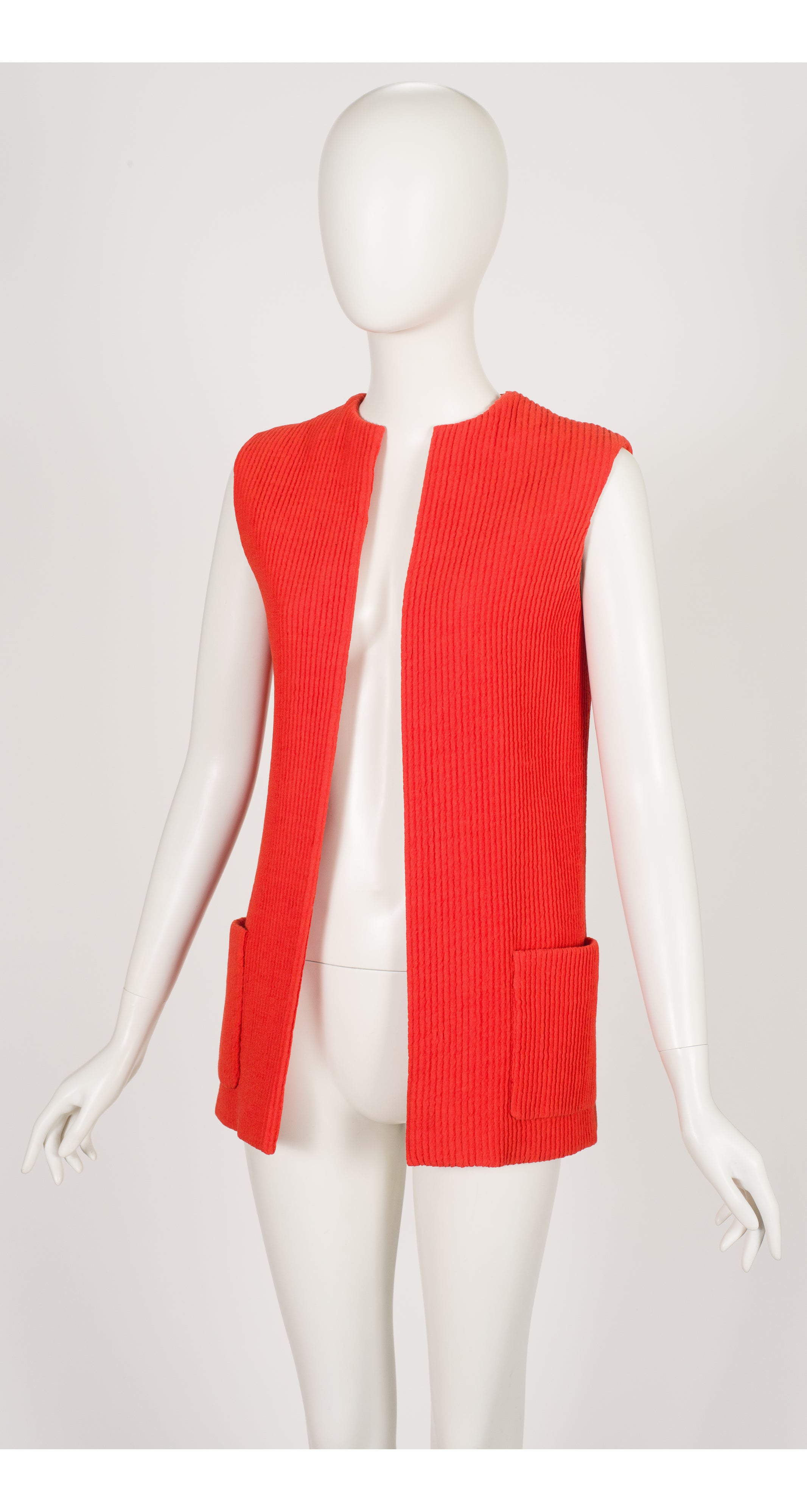1960s Blood Orange Ribbed Cotton Vest