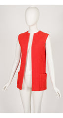 1960s Blood Orange Ribbed Cotton Vest