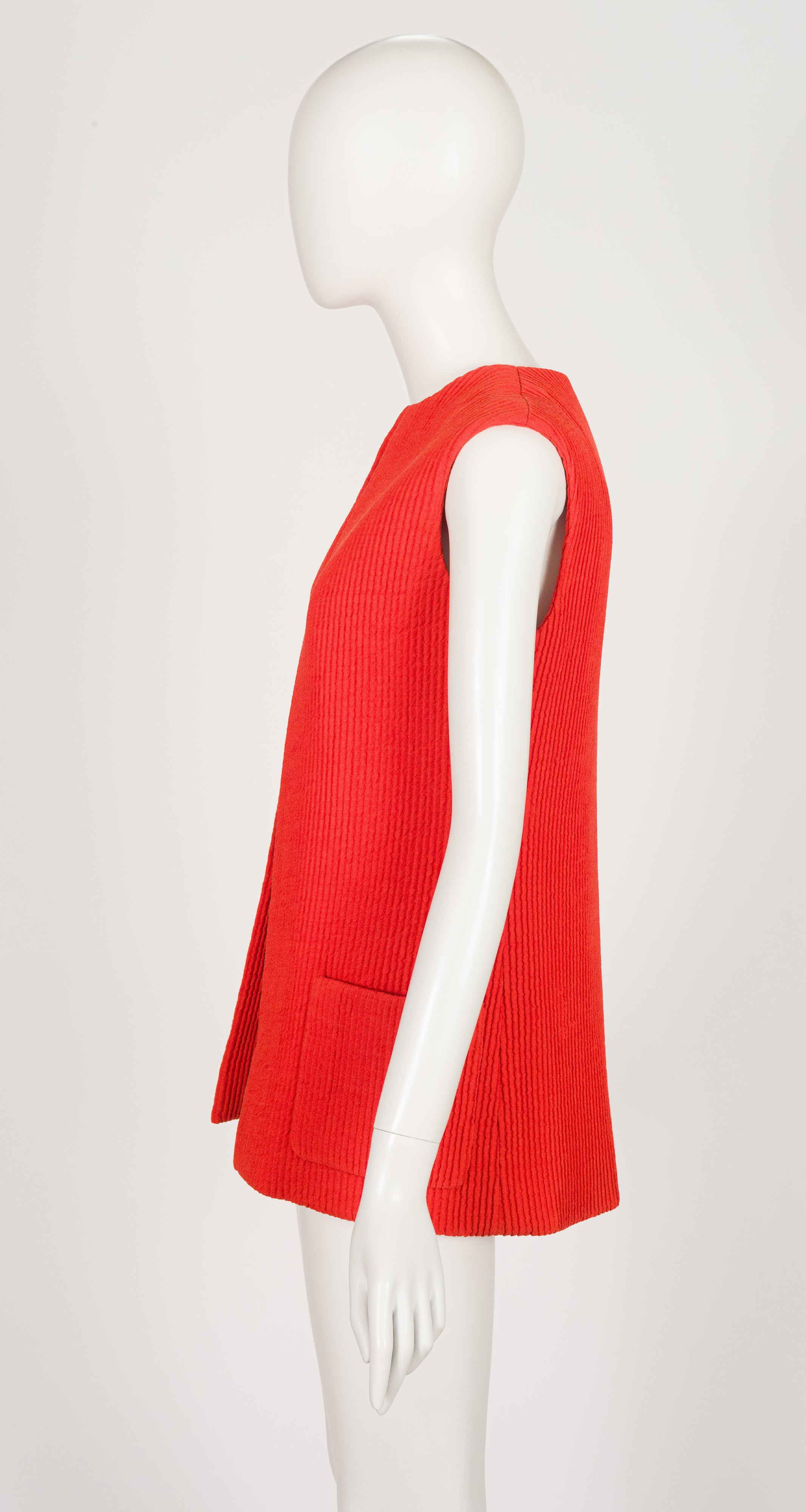 1960s Blood Orange Ribbed Cotton Vest