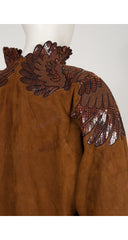 1980s Snakeskin Wing Shoulder Tan Suede Jacket