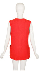1960s Blood Orange Ribbed Cotton Vest