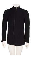 2000s Men's Black Alpaca Wool Stand-Up Collar Jacket