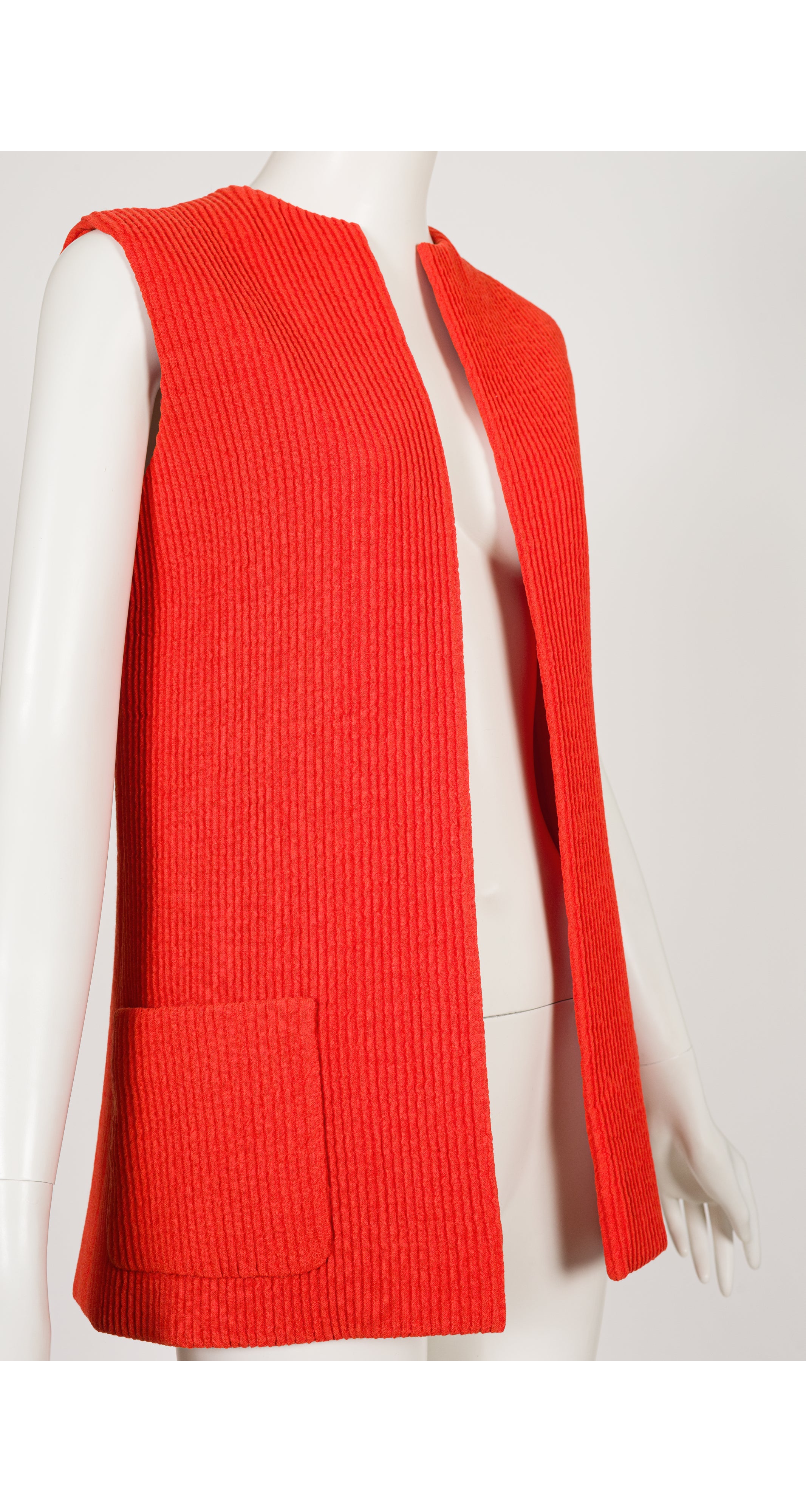 1960s Blood Orange Ribbed Cotton Vest