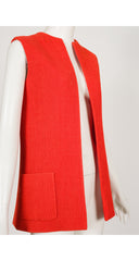 1960s Blood Orange Ribbed Cotton Vest