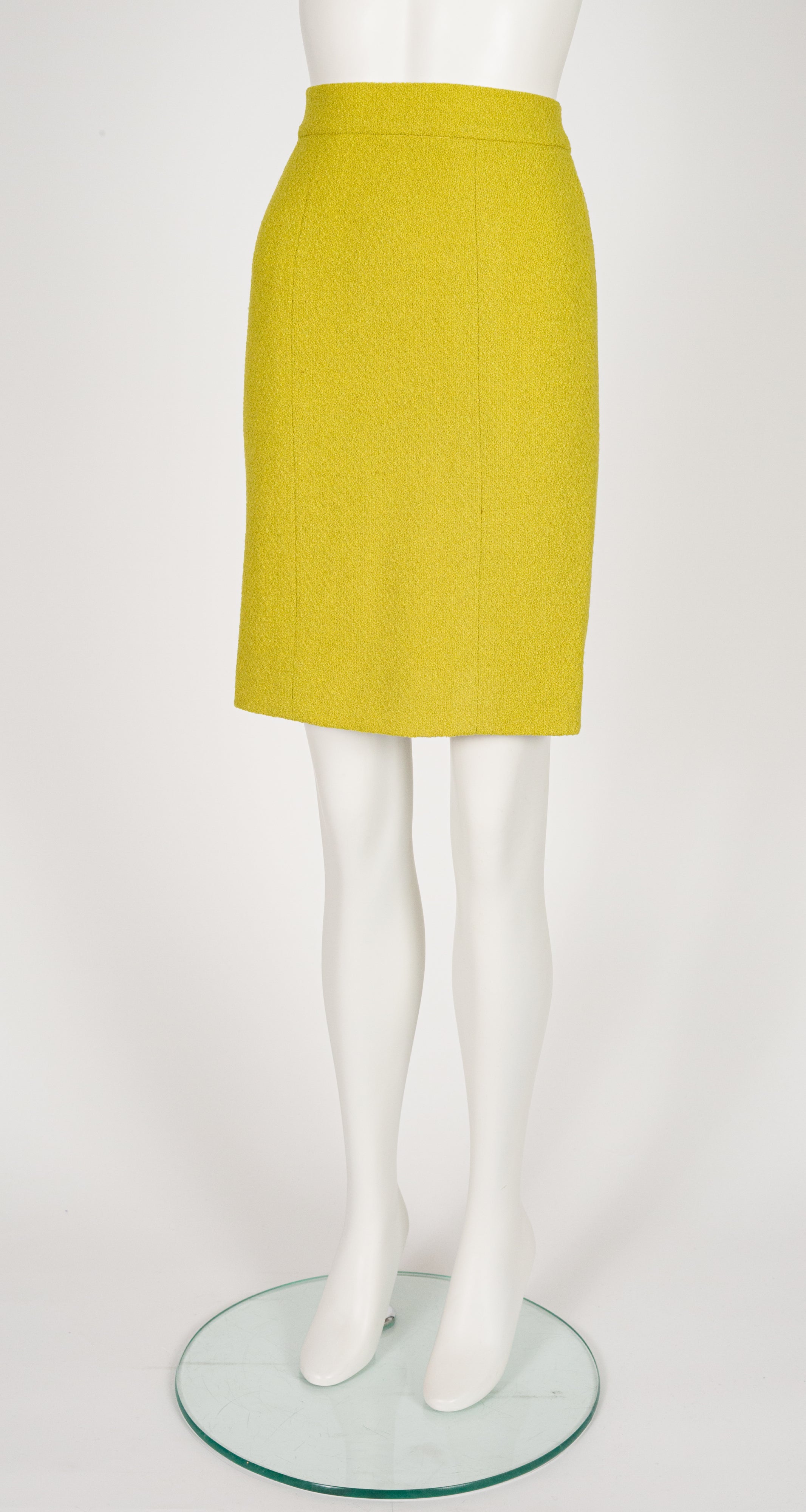 1991-92 F/W Chartreuse Wool Bouclé Double-Breasted Skirt Suit