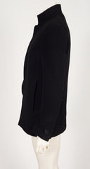 2000s Men's Black Alpaca Wool Stand-Up Collar Jacket