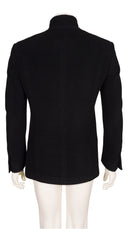 2000s Men's Black Alpaca Wool Stand-Up Collar Jacket