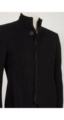 2000s Men's Black Alpaca Wool Stand-Up Collar Jacket