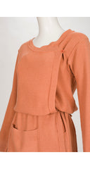 1970s Burnt Orange Wool Knit Convertible Sweater