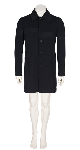 1980s Men's Black Viscose Gabardine Long Jacket