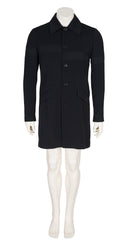 1980s Men's Black Viscose Gabardine Long Jacket