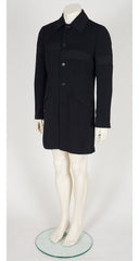 1980s Men's Black Viscose Gabardine Long Jacket