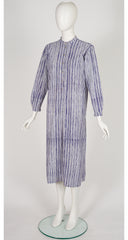 1962 "Ruuna" Blue & White Striped Cotton Shirt Dress