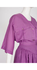 1980s Mauve Cotton Basque Waist Three-Piece Outfit