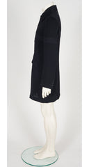 1980s Men's Black Viscose Gabardine Long Jacket