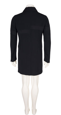 1980s Men's Black Viscose Gabardine Long Jacket