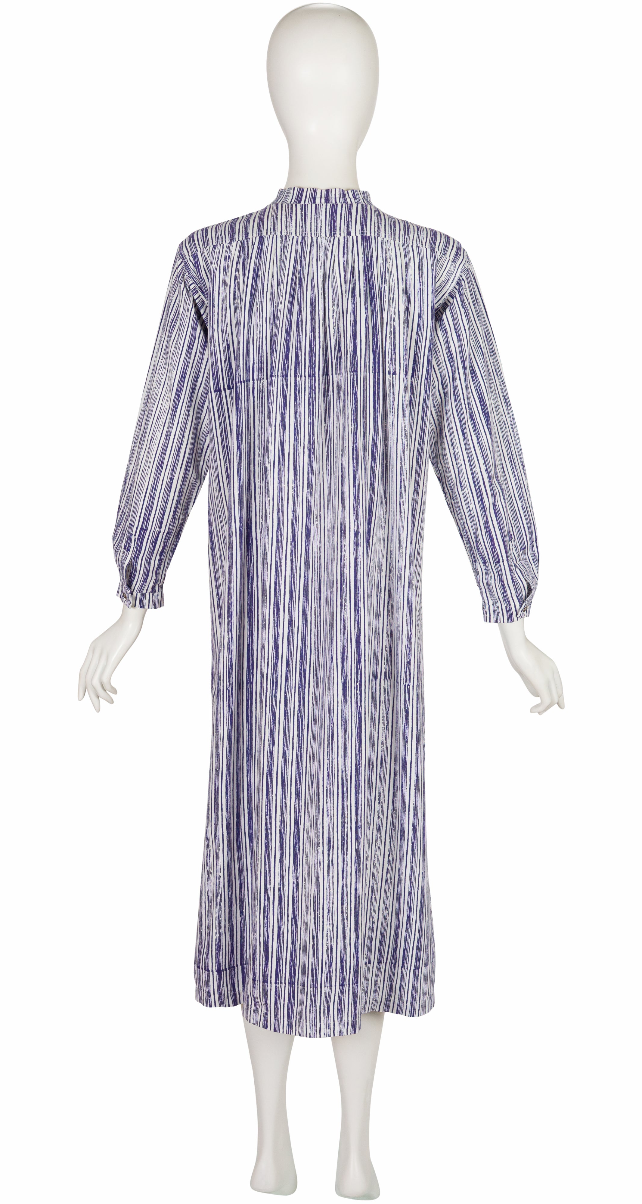 1962 "Ruuna" Blue & White Striped Cotton Shirt Dress