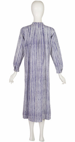 1962 "Ruuna" Blue & White Striped Cotton Shirt Dress