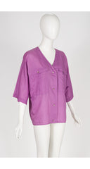 1980s Mauve Cotton Basque Waist Three-Piece Outfit