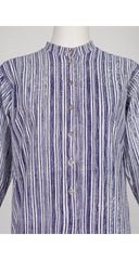 1962 "Ruuna" Blue & White Striped Cotton Shirt Dress