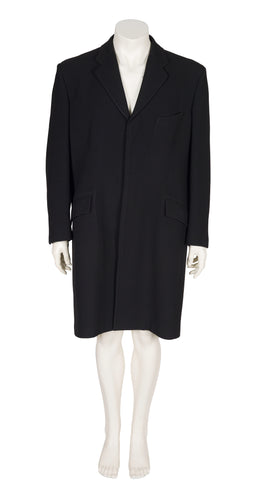 1990s Men's Black Collared Overcoat