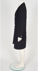 1990s Men's Black Collared Overcoat