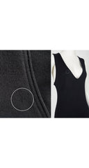 1990s Black Wool Knit Deep V Neck Midi Dress