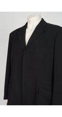 1990s Men's Black Collared Overcoat