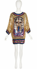 1980s King Tut Gold Sequin Dolman Sleeve Tunic