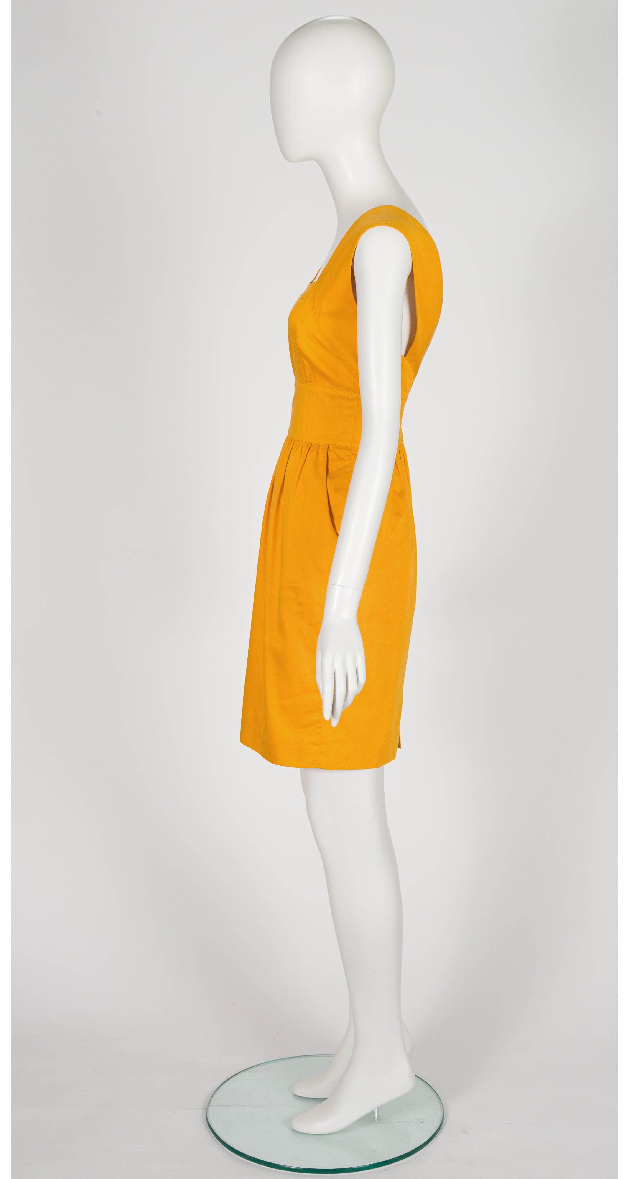 1980s Amber Yellow Cotton Backless Dress