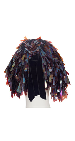 1960s Iridescent Teardrop Sequin Flapper Hat
