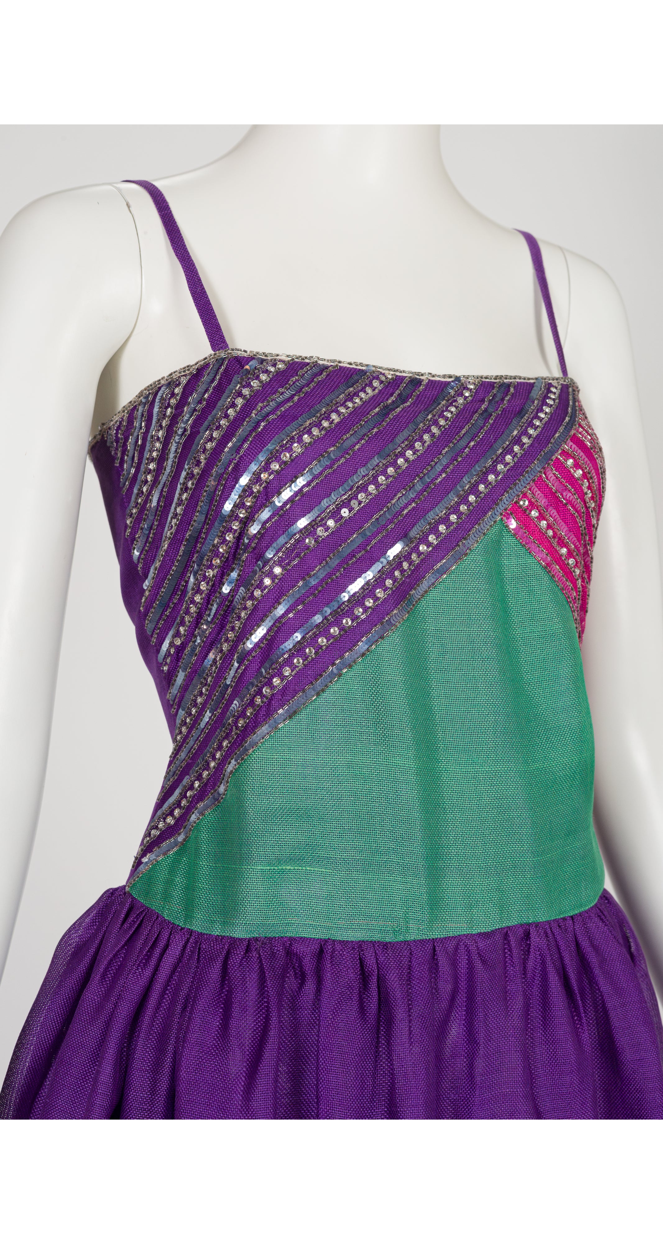 1983 S/S Embellished Woven Silk Evening Gown