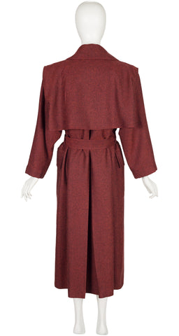 1980s Brick Red Wool Double-Breasted Trench Coat