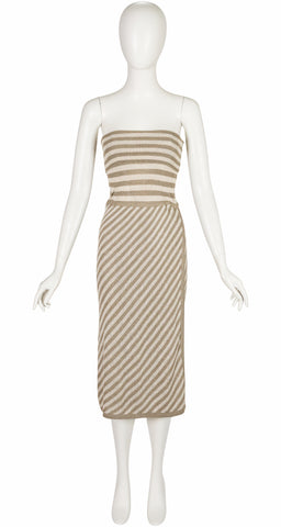 1984 S/S Striped Linen Knit Convertible Tube Dress