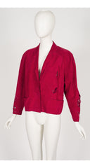 1980s Laser-Cut Red Suede Light Jacket