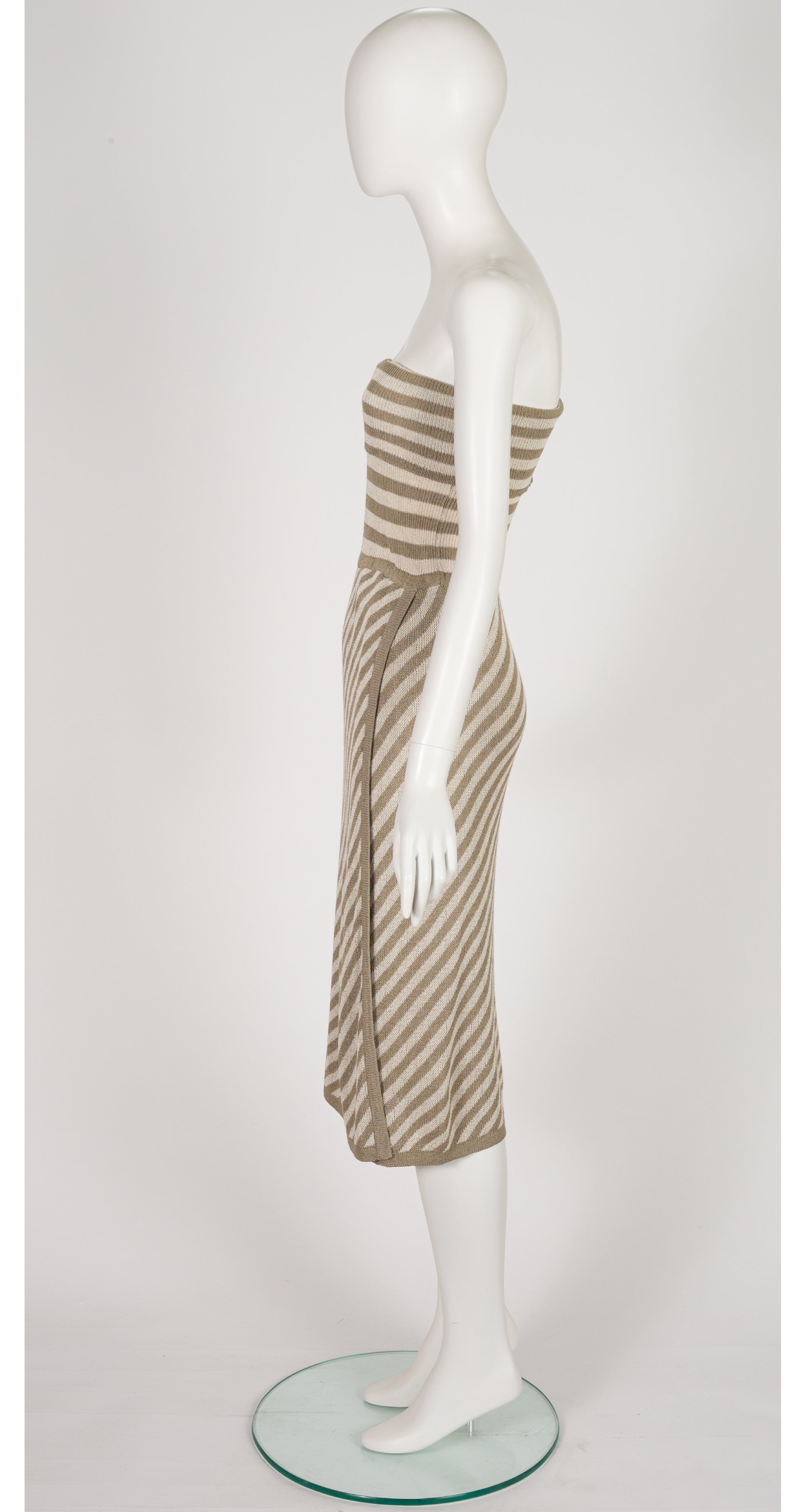 1984 S/S Striped Linen Knit Convertible Tube Dress