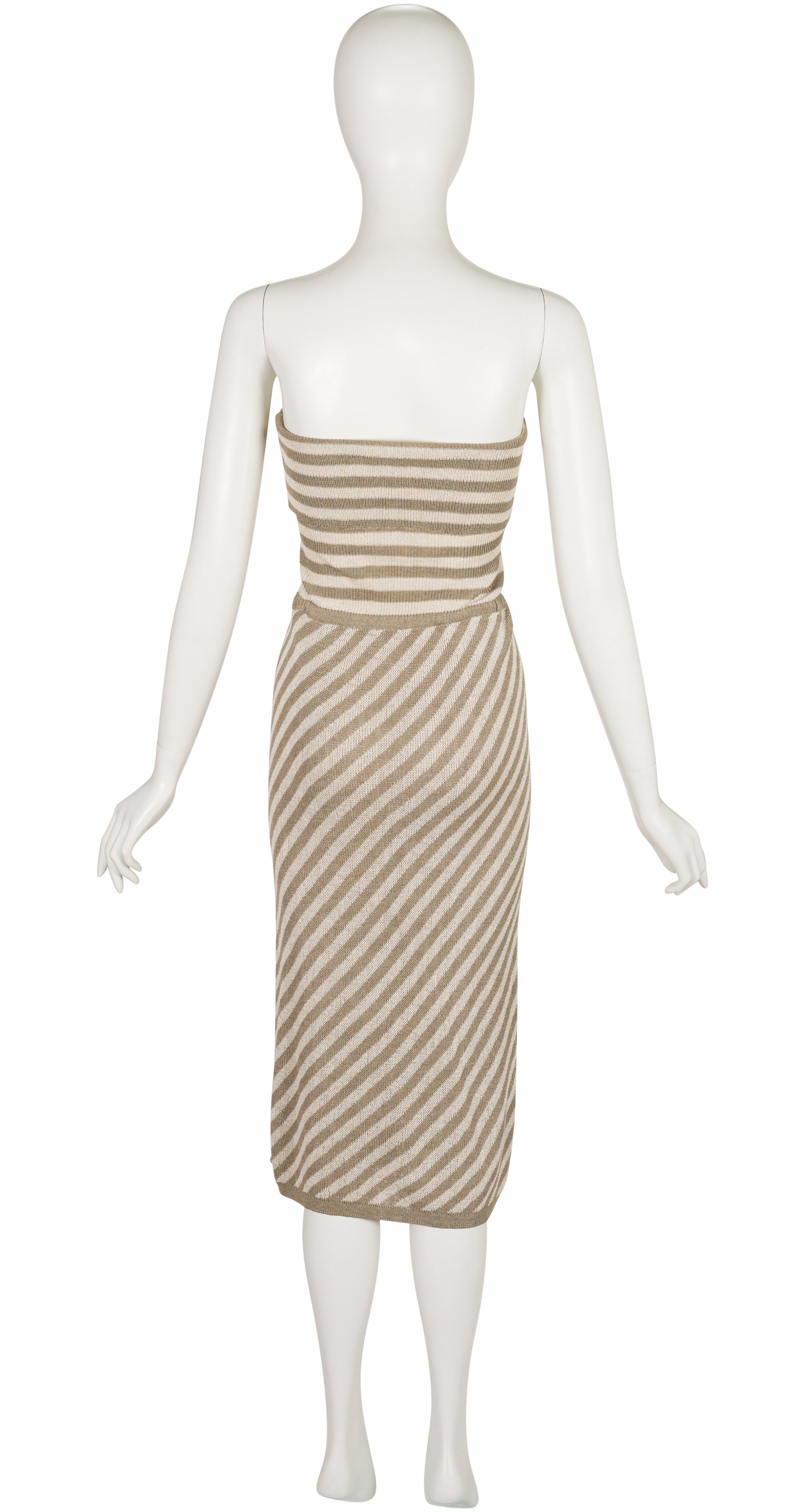 1984 S/S Striped Linen Knit Convertible Tube Dress