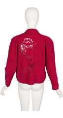 1980s Laser-Cut Red Suede Light Jacket