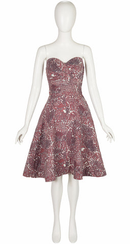 1950s Harvest Novelty Print Cotton Fit & Flare Dress