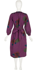 1983 F/W Ad Campaign Floral Plum Cotton Bib Dress