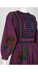 1983 F/W Ad Campaign Floral Plum Cotton Bib Dress
