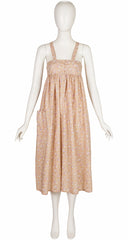 1970s Liberty Cherry Print Crossback Cotton Midi Dress