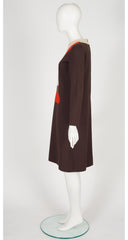 1970s Space Age Brown Wool Jersey Dress