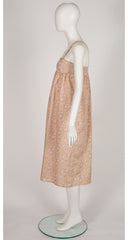 1970s Liberty Cherry Print Crossback Cotton Midi Dress