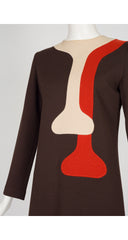 1970s Space Age Brown Wool Jersey Dress