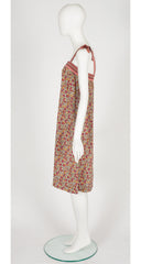 1978 S/S Pear Print Silk Tie-Strap Shift Dress