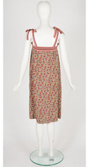 1978 S/S Pear Print Silk Tie-Strap Shift Dress