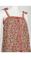 1978 S/S Pear Print Silk Tie-Strap Shift Dress