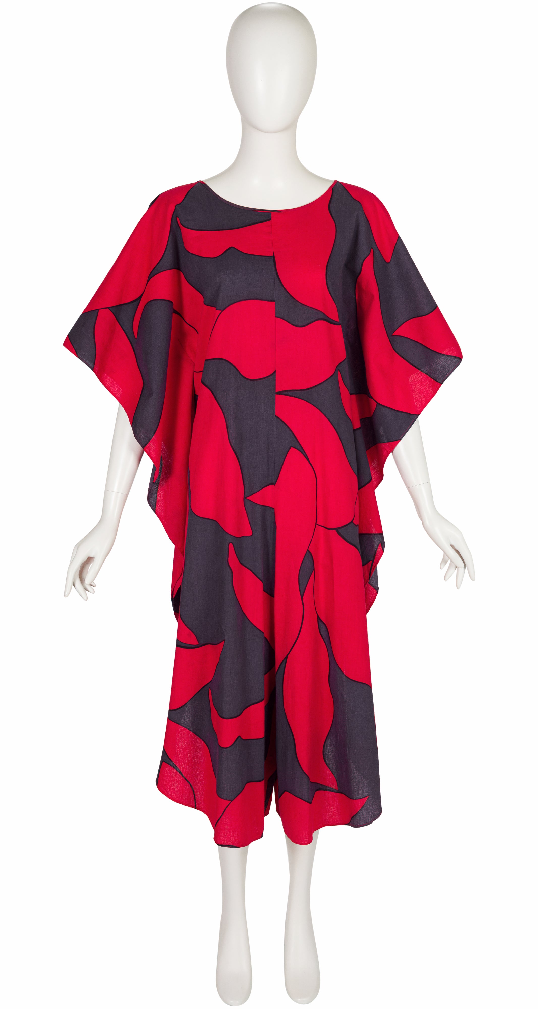 1970s Graphic Print Cotton Caftan Jumpsuit