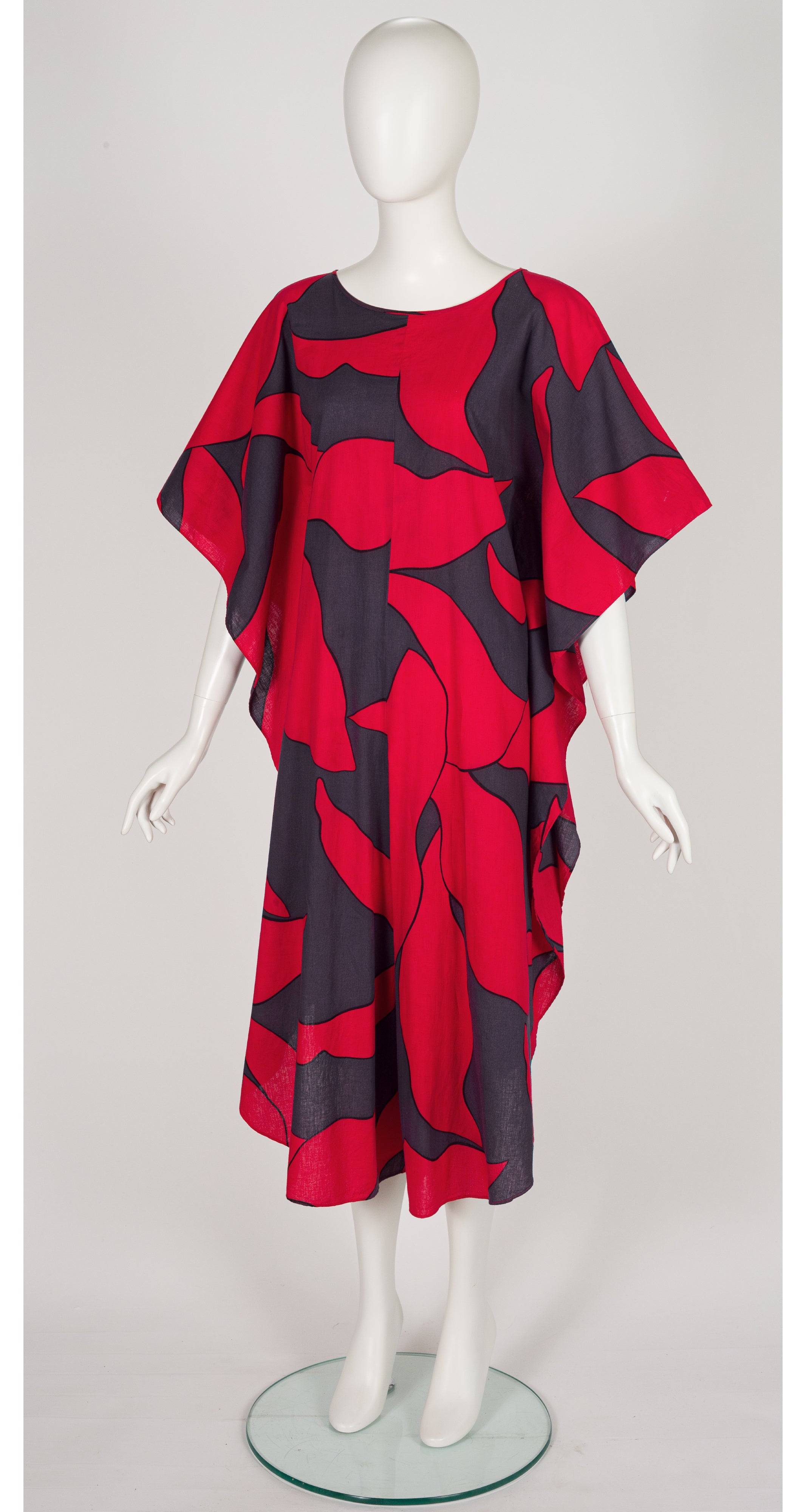 1970s Graphic Print Cotton Caftan Jumpsuit